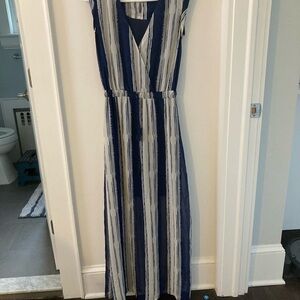 Japna Navy and White Maxi Dress